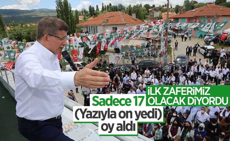 Ak Parti’nin Kazandığı Belediye Seçiminde ,Zafer kazanacağız diyen Davutoğlu sadece 17 oy alırken CHP 29 oy aldı.
