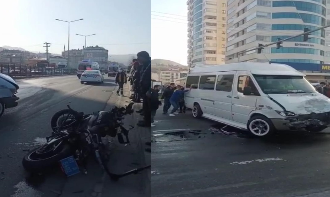 Trabzon’da  Polis motosikleti ile dolmuş minibüsün çarpıştı