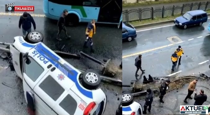 Rize’de polis aracı Kaza Yaptı