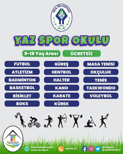 Rize’de Yaz Spor Okulları Başlıyor