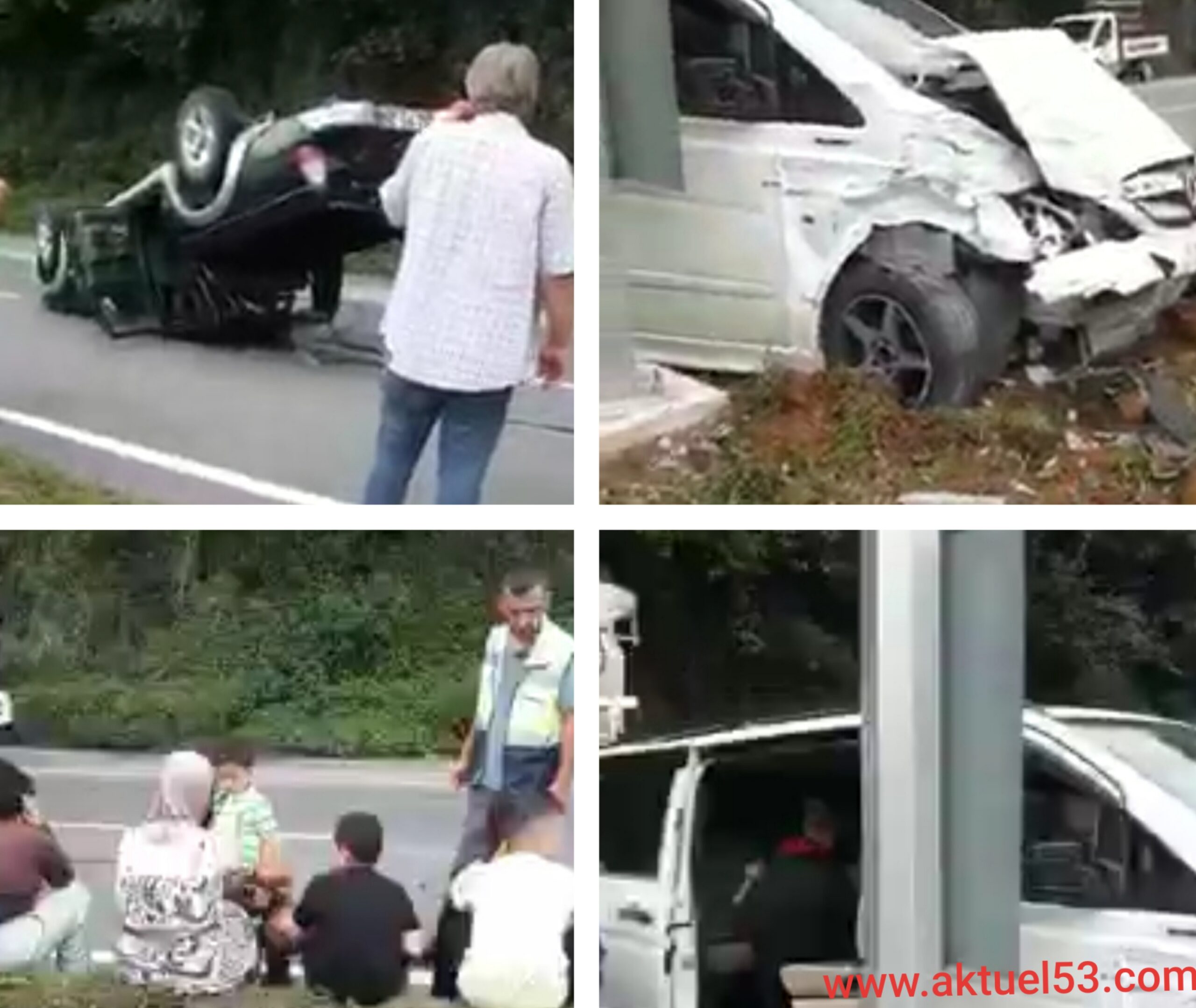 Rize’de trafik kazası ,kamyonet Asfaltta Takla Attı!
