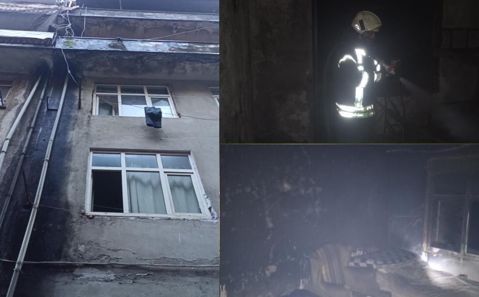 Rize’de yabancı uyruklu şahısların kaldığı binada yangın çıktı