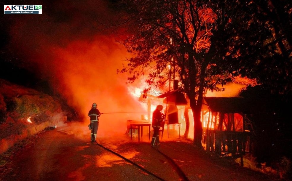 Rize’de Çay işçilerinin kullandığı barakada yangın çıktı
