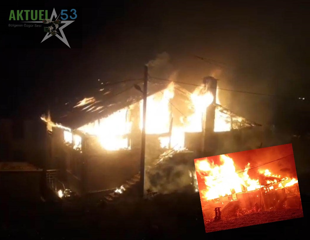 Rize’de çıkan yangında bir ev tamamen yandı, İkincisine Sıçradı