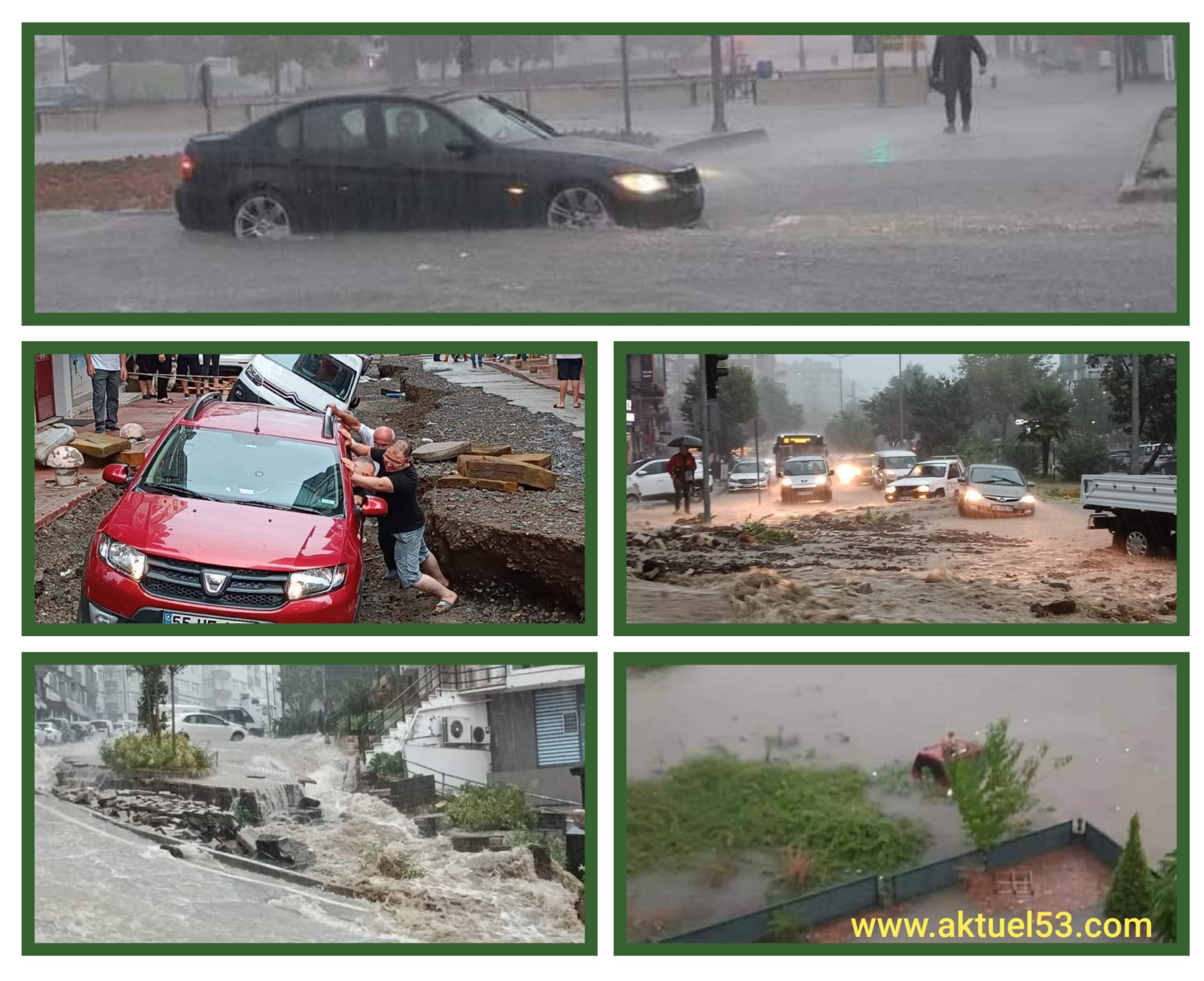 Samsun’da sel felaketi,cadde ve Sokaklar sular Altıda