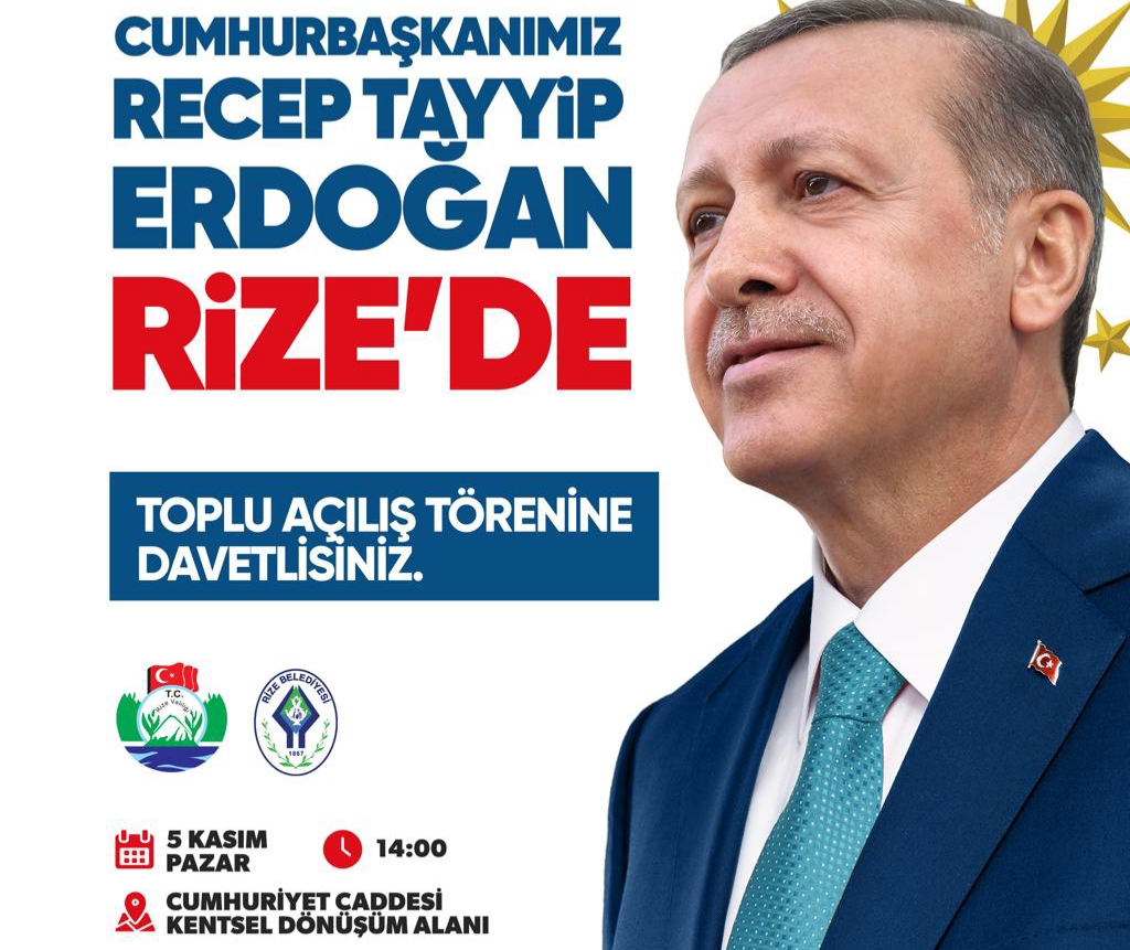 Cumhurbaşkanı Erdoğan, Pazar günü Rize’de