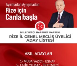 MHP Rize İl Genel Meclis ve belediye meclis Üyesi Aday listesi